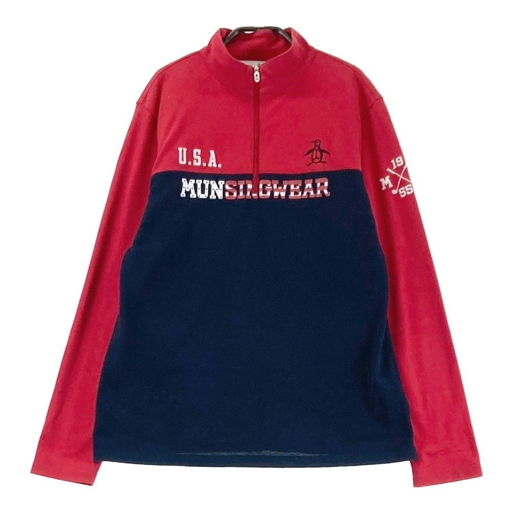 サイズ：LL MUNSING WEAR マンシングウェア  長袖ハーフジップTシャツ  レッド系 [240101353901]# ゴルフウェア レディース ストスト
