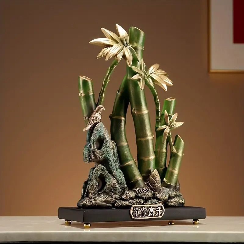 置物 装飾品 竹 バンブー 小鳥 オブジェ オーナメント インテリア 工芸品 モダン シンプル 開運 長寿 仕事運 健康 風水 縁起物 玄関 リビングルーム ダイニング 寝室 書斎 オフィス 卓上 デスク テーブル 棚 プレゼント 贈り物 新築祝い