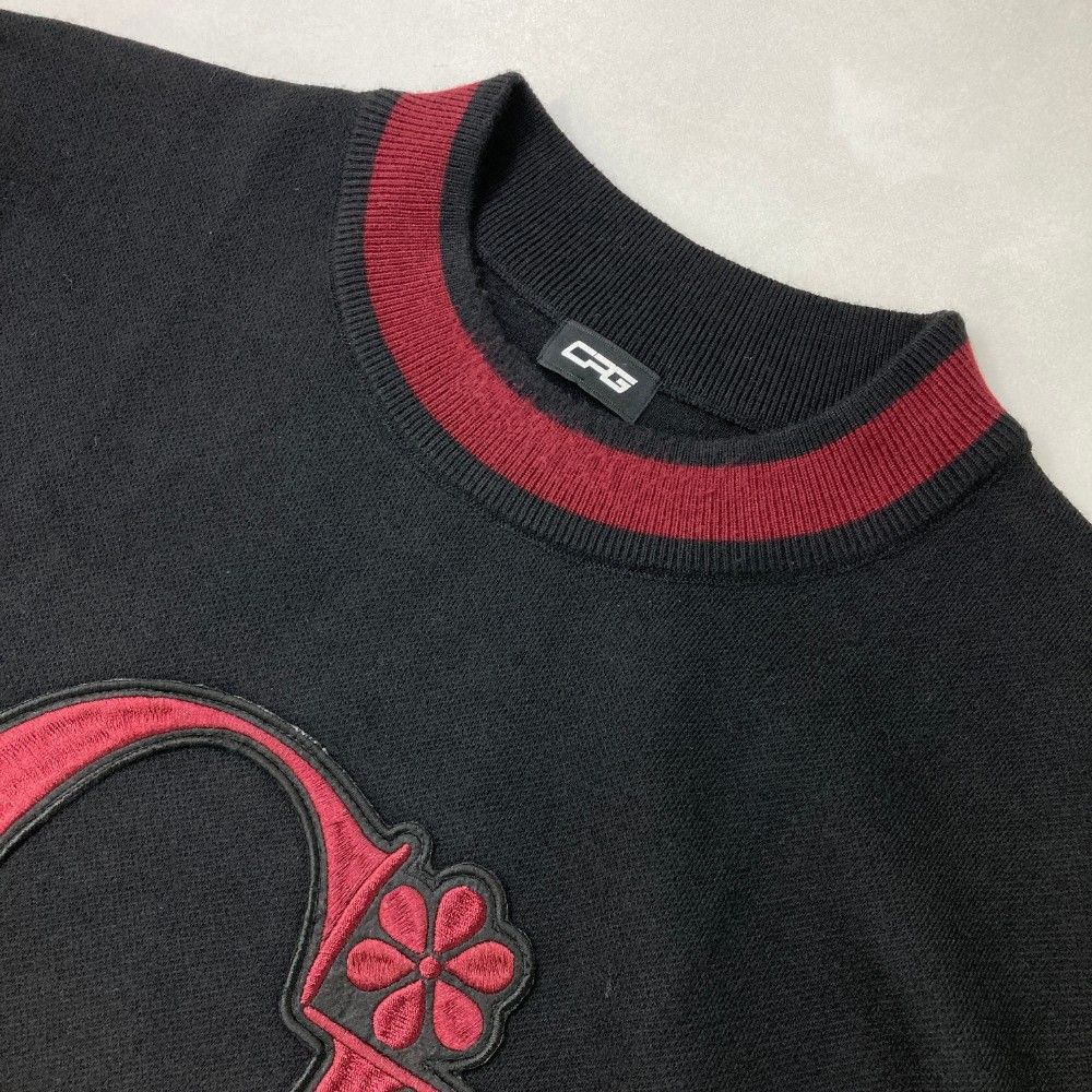 サイズ：4 CPG GOLF シーピージーゴルフ  ウール混 ロゴ ニットセーター  ブラック系 [240101453275] ゴルフウェア メンズ ストスト CPG GOLF シーピージーゴルフ ウール混 ロゴ ニットセーター
