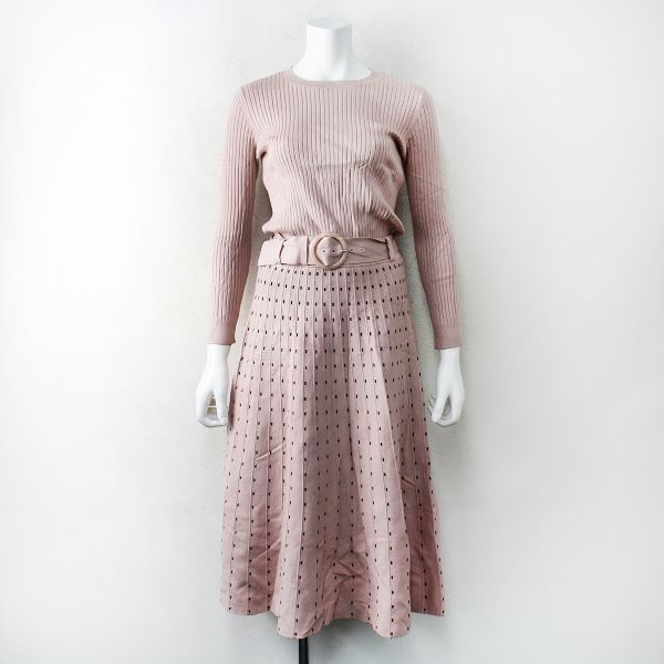 Mystrada マイストラーダ 配色ステッチニットワンピース 38/ピンク  