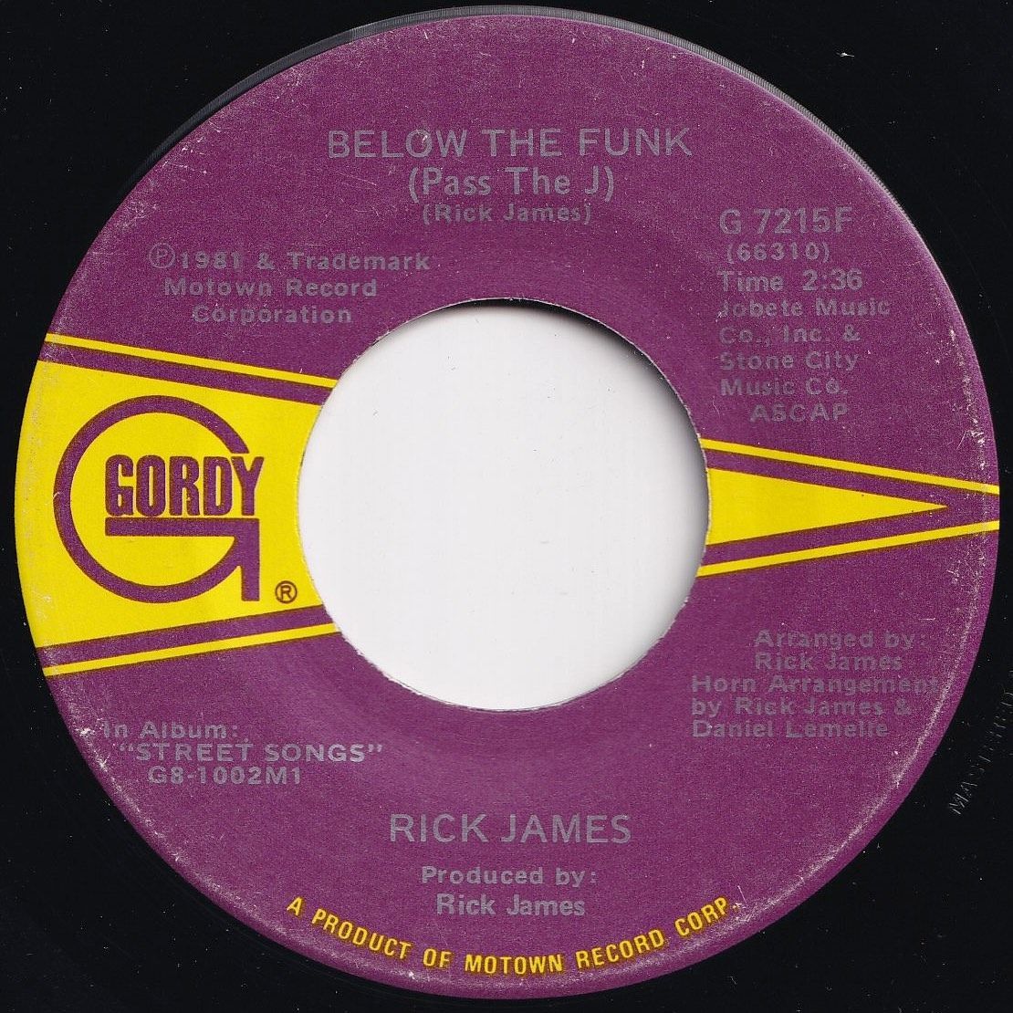 Rick James Ghetto Life / Below The Funk (Pass The J) Gordy