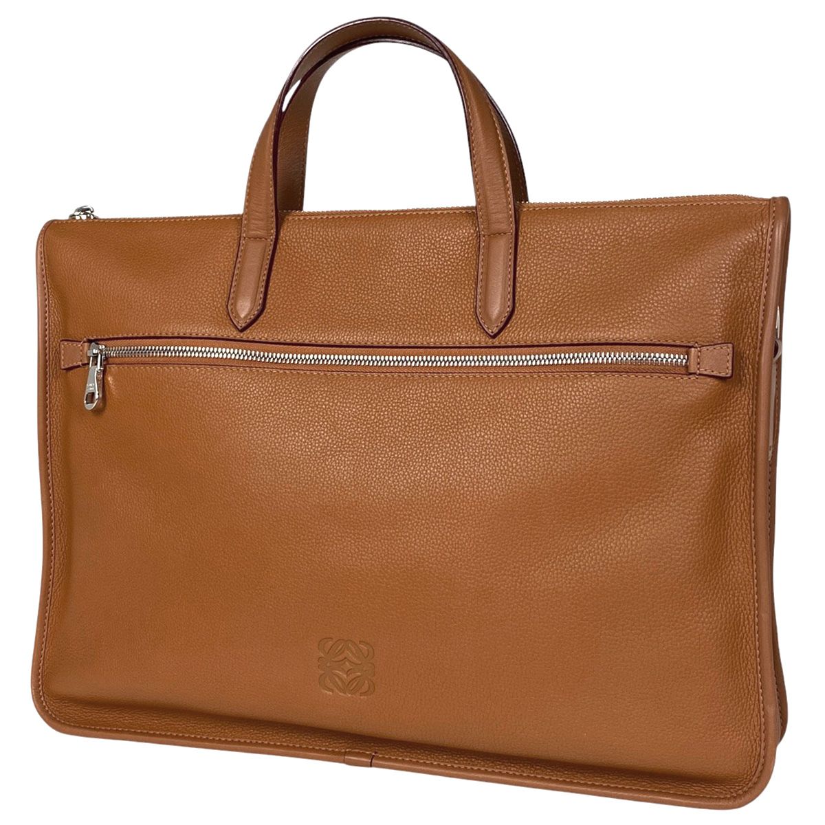 LOEWE アナグラム　型押し　レッドレザー　ビジネスバッグ　ブリーフケース LOEWE ロエベ ディプロマティコ アナグラム ブリーフケース 書類かばん