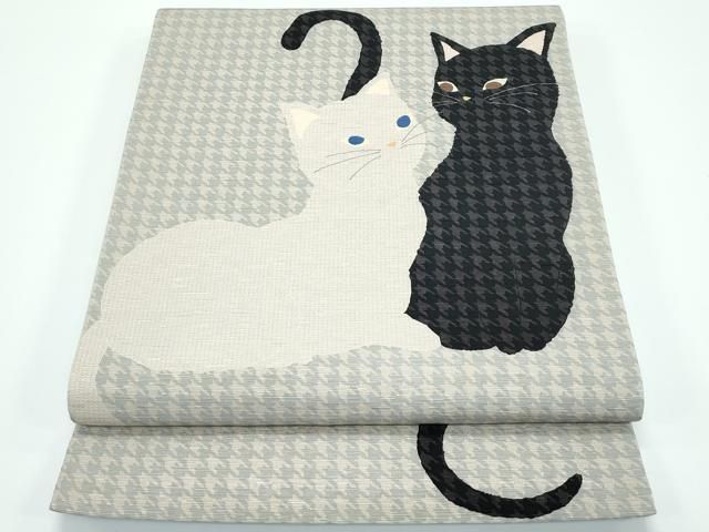 平和屋着物 上 太鼓柄 京袋帯 猫 千鳥格子 CZAA3911s5