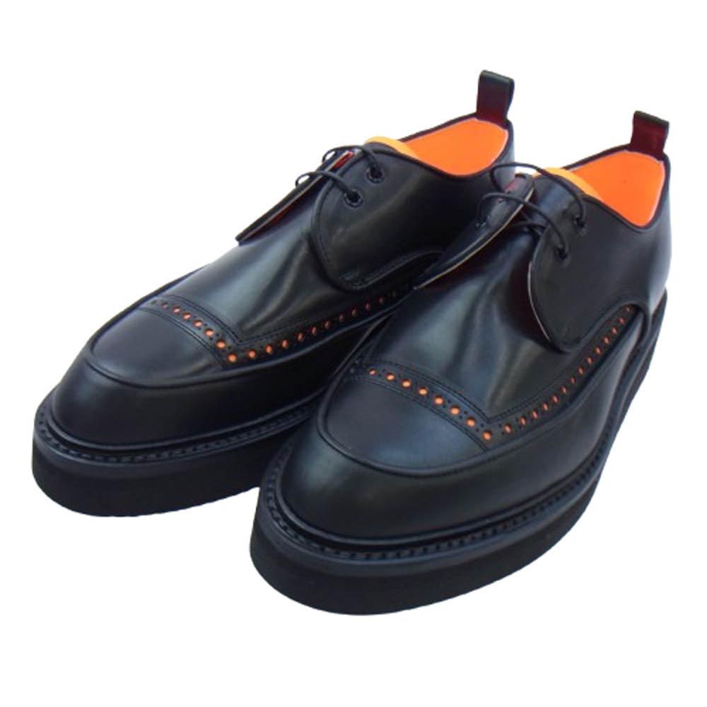 キッズラブゲイト KIDS LOVE GAITE TOM ポインテッドトゥ VIBRAM社製 ビブラム EVスポンジソール レザー シューズ ブラック ブラック系 オレンジ系 UK8.5 27cm 新古品