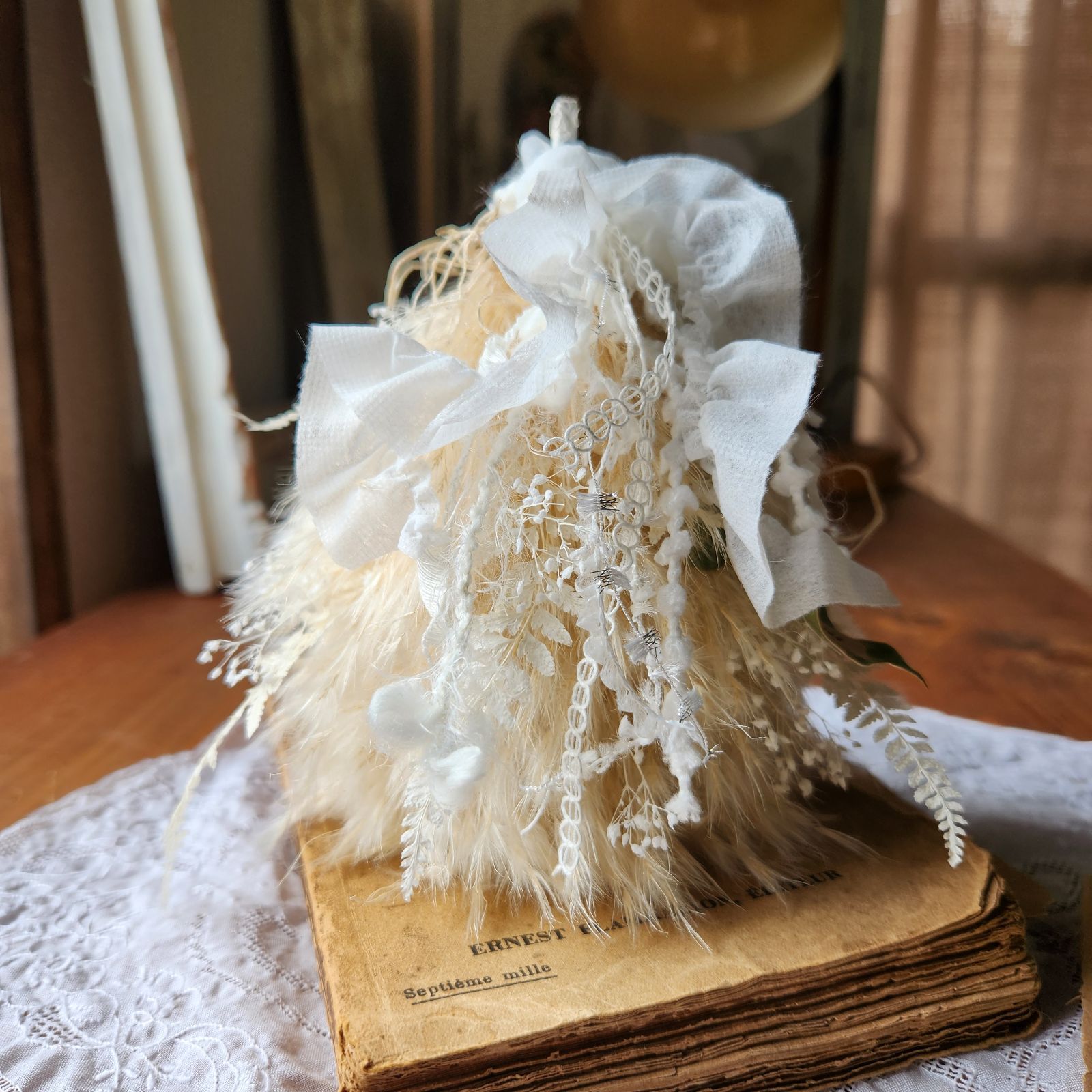 専用感謝sale＊パンパスツリーのジャンボドライボトル＆コットンのブリキアレンジ 🎄X'mas パンパスグラスツリー〗ドライフラワー ナチュラル ホワイト