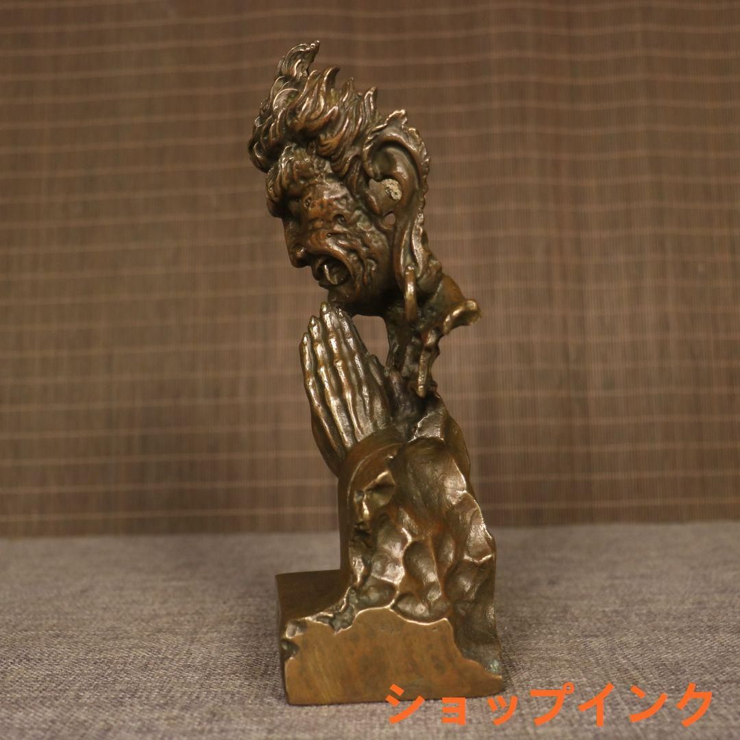 銅製 釈迦如来仏仏像 事務デスクトップ机 茶室 茶寵 置物 装飾品