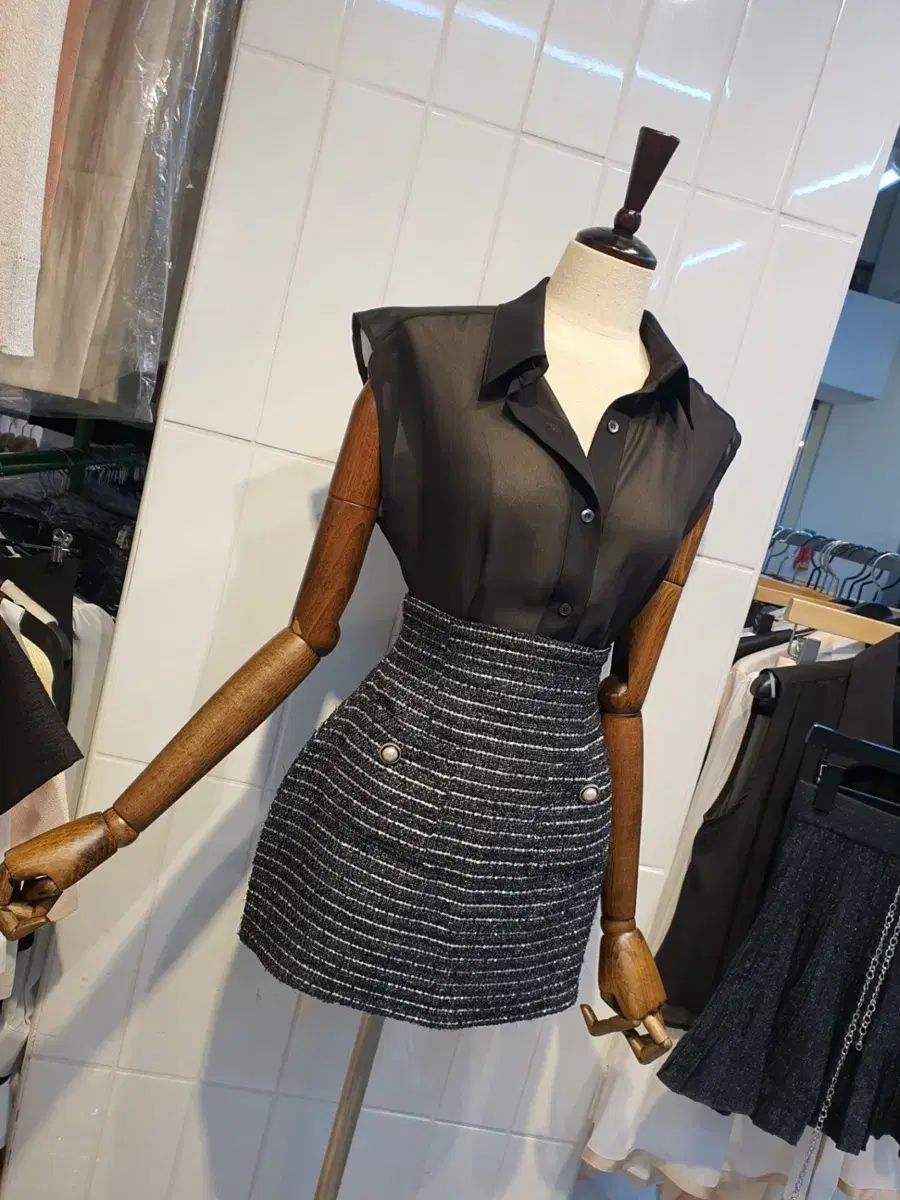 ジークスカートsmlレディースツイードスカート華奢フィットスリムグラムL