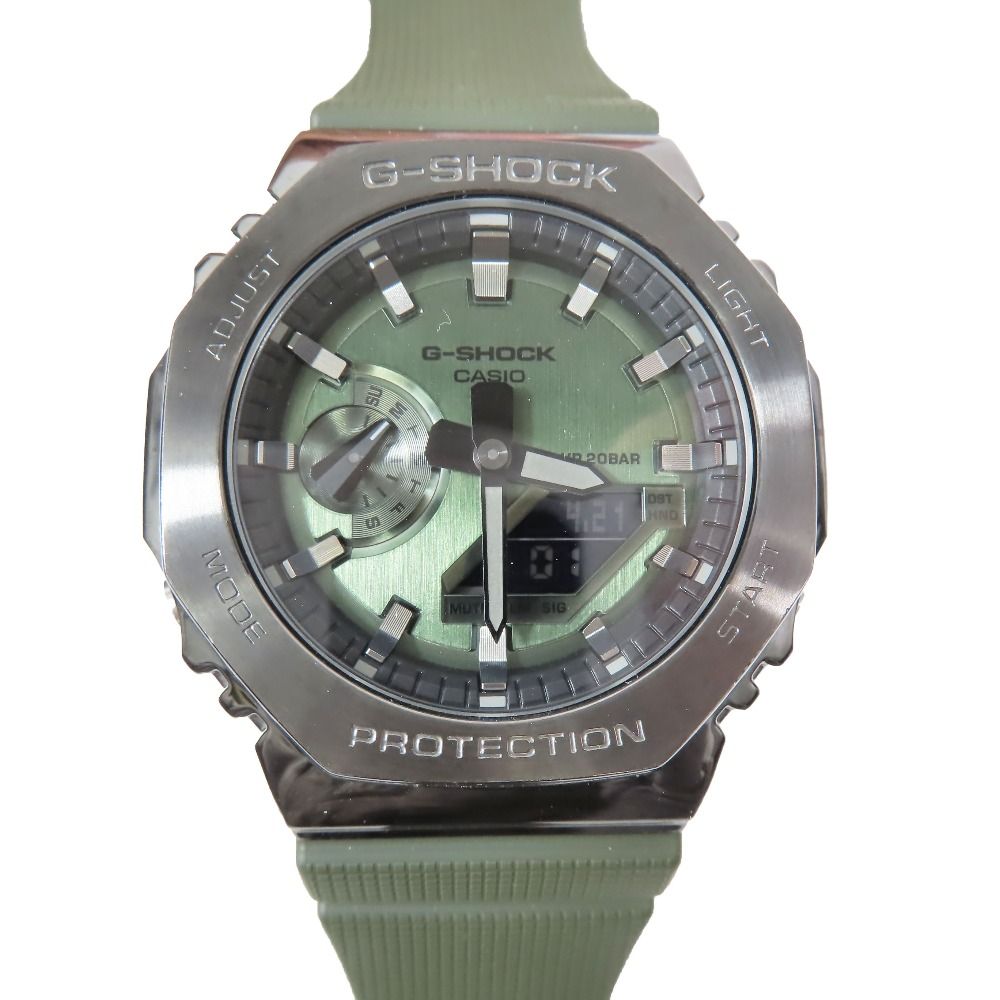 G-SHOCK ジーショック CASIO カシオ クォーツ式 腕時計 八角形フォルム GM-2100B-3AJF メタル カーキ メタル メンズ 古着