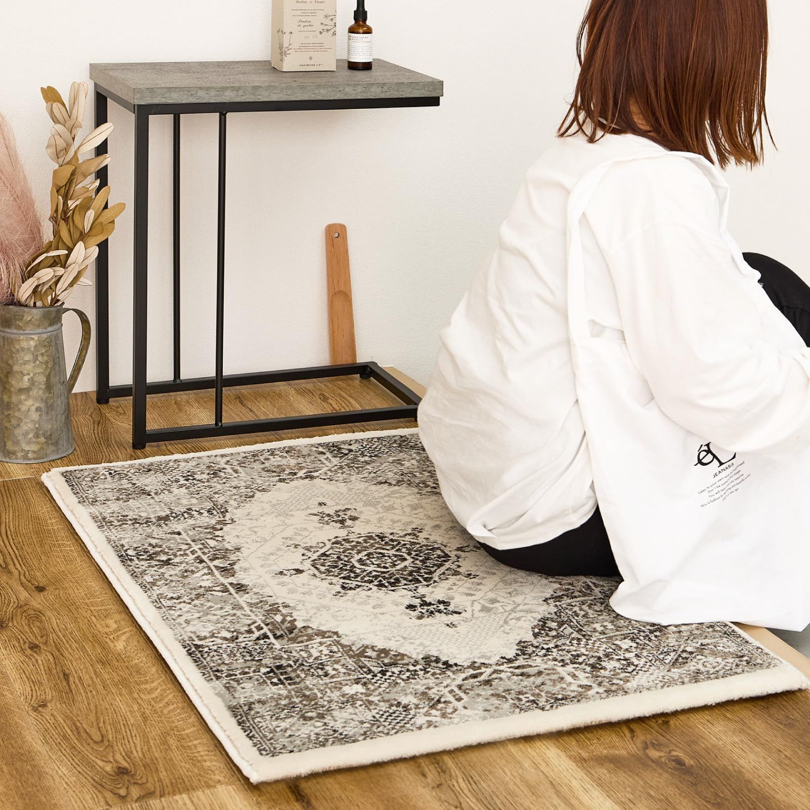 玄関マット 室内 ペルシャ絨毯 風 高密度 75万ノット ラグマット 50×80