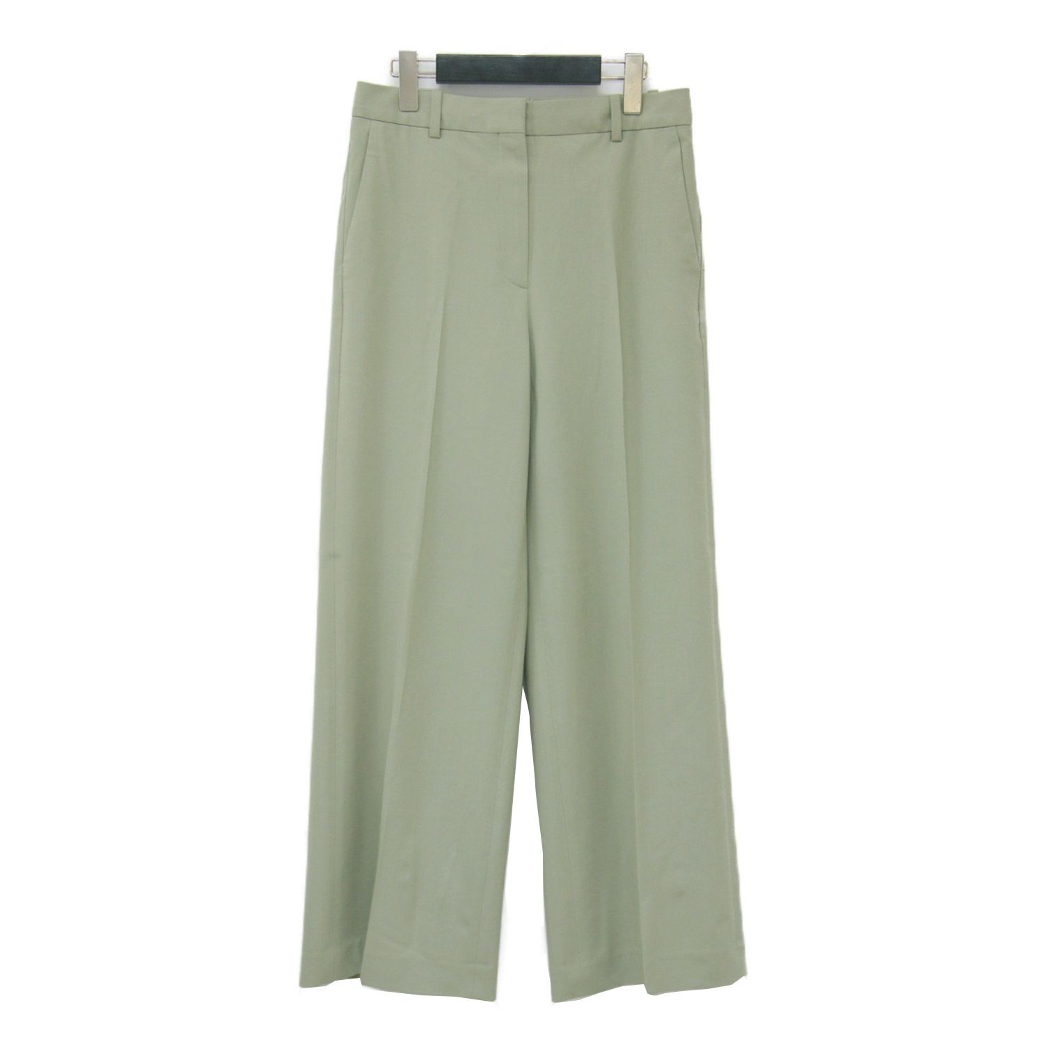 Theory セオリー パンツ カーキ系 サイズ 2 M | センタープレス ワイド パンツ | TRACEABLE WOOL RELAXED TROUSER | トラウザーズ スラックス ストレッチ ウール | ボトムス ズボン レディース