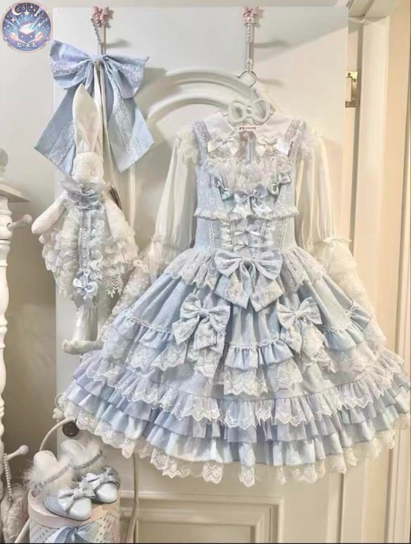 【ロココプリンセス】ロリィタドレスフルセット ジャンスカ ブルー 甘ロリ 即納可 ロココプリンセス】ロリィタドレスフルセット ジャンスカ ブルー