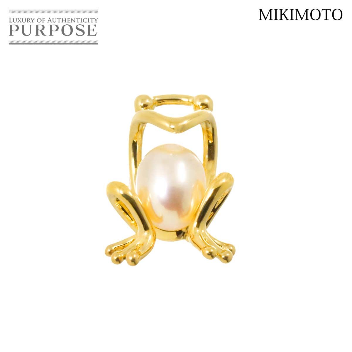 ミキモト MIKIMOTO 淡水真珠 ブローチ K18 YG イエローゴールド