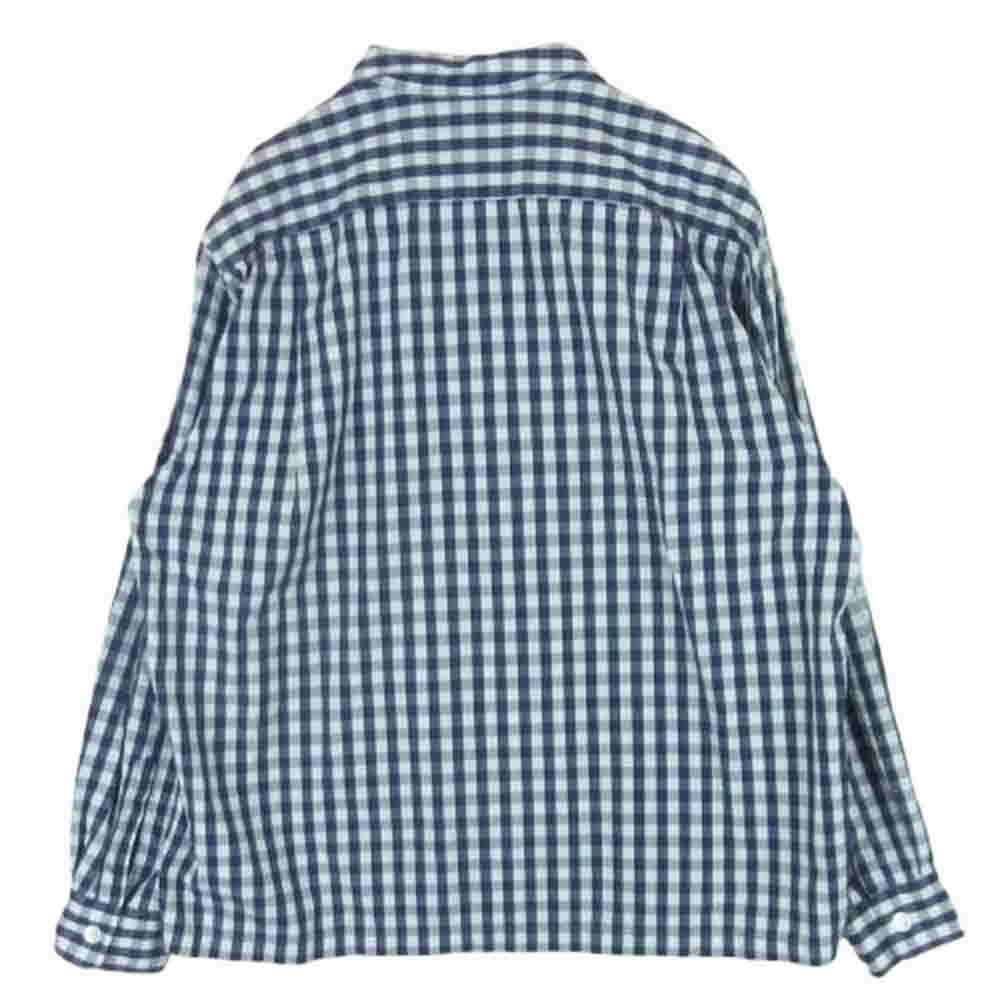 COMME des GARCONS HOMME コムデギャルソンオム 田中オム チェック柄 オープンカラー 長袖 シャツ コットン 日本製 ダークネイビー系 ホワイト系 サイズ表記なし