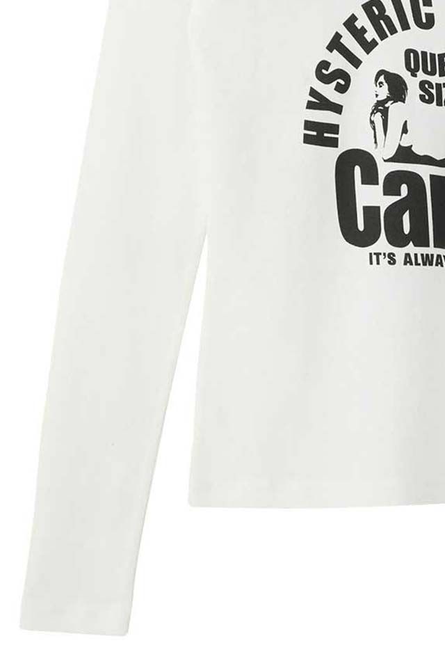 激安大特集！ HYSTERIC GLAMOUR ヒステリックグラマー 01253CL07 QUEEN SIZE CANDY チビTシャツ WHITE 正規通販 レディース