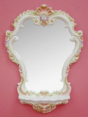 秋のお買得セール中! ロココ調 コンソールミラー 高級 鏡 ロココ コンソール付 プリンセス ヨーロピアン 天使 エンジェル 姫 姫系 おしゃれ インテリア 輸入家具 白家具 エレガント 高級 壁 