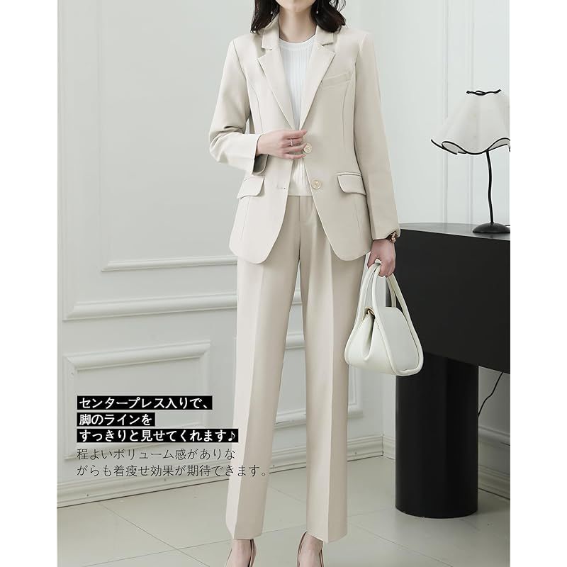 Yino イノ スーツ レディース セットアップ パンツスーツ 2点セット ジャケット ストレートパンツ ウエストゴム 洗える 着 せ おしゃれ フォーマル 通勤 入学式 卒業式 面接 通年 1 セレモニースーツ 着物 セレモニードレス