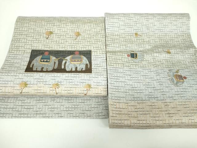 平和屋着物●つけ帯 象 ゾウ 金彩 正絹 DAAX4238ps