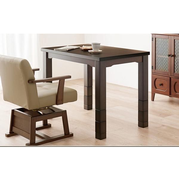 未開封新品　元箱入り　ハイタイプダイニング高脚こたつセット コタツ+椅子1脚 こたつ90×60センチ 小型長方形 ダークブラウン色