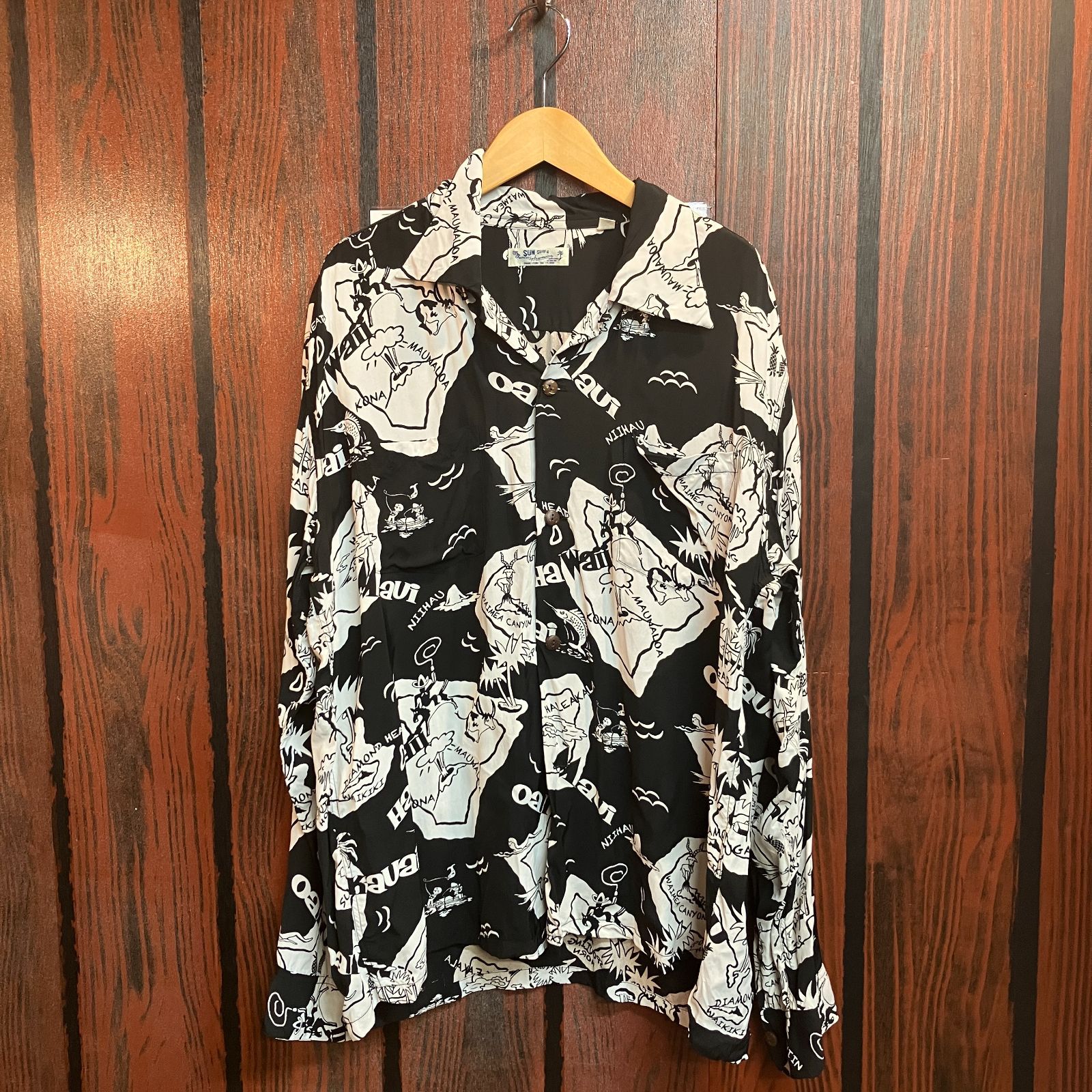 むつ75-062702 SUN SURF RAYON L|S 2025SS | SHOWING HAWAIIAN ISLAND| Style No.SS29002 併売 メンズ