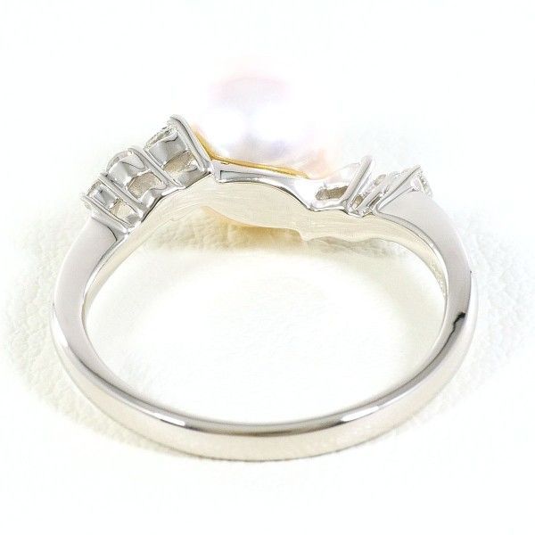 PT900 リング ring 指輪 11号 パール 真珠 約8mm ダイヤ 0.15 総重量約4.1g FORTGASGNV_COM_BR