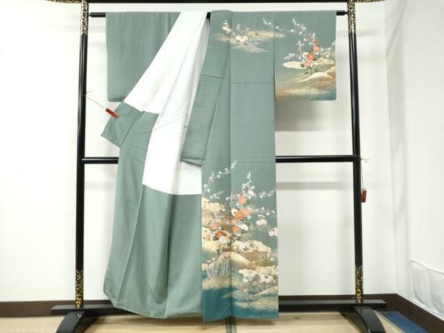 平和屋着物○訪問着 作家物 草花文 暈し染め 金彩 正絹 逸品