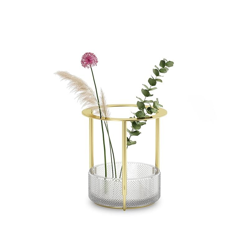 umbra Tesora フラワーベース 伸縮可変 花瓶 ベース 花 植木鉢 鉢 ペン立て 花器 うつわ 伸縮 可変 植物 土台 ガラス インテリア おしゃれ ギフト プレゼント 金 ゴールド 21017036104 W15×D15×H16.5cm 1