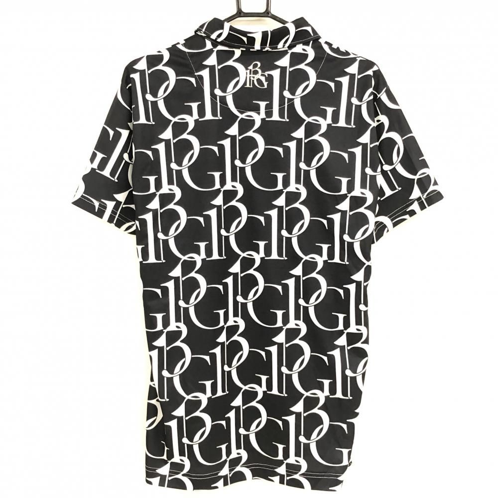 超 ウノピゥウノウグァーレトレゴルフ 半袖ポロシャツ 黒×白 ロゴ柄 メンズ V L ゴルフウェア 1PIU1UGUALE3