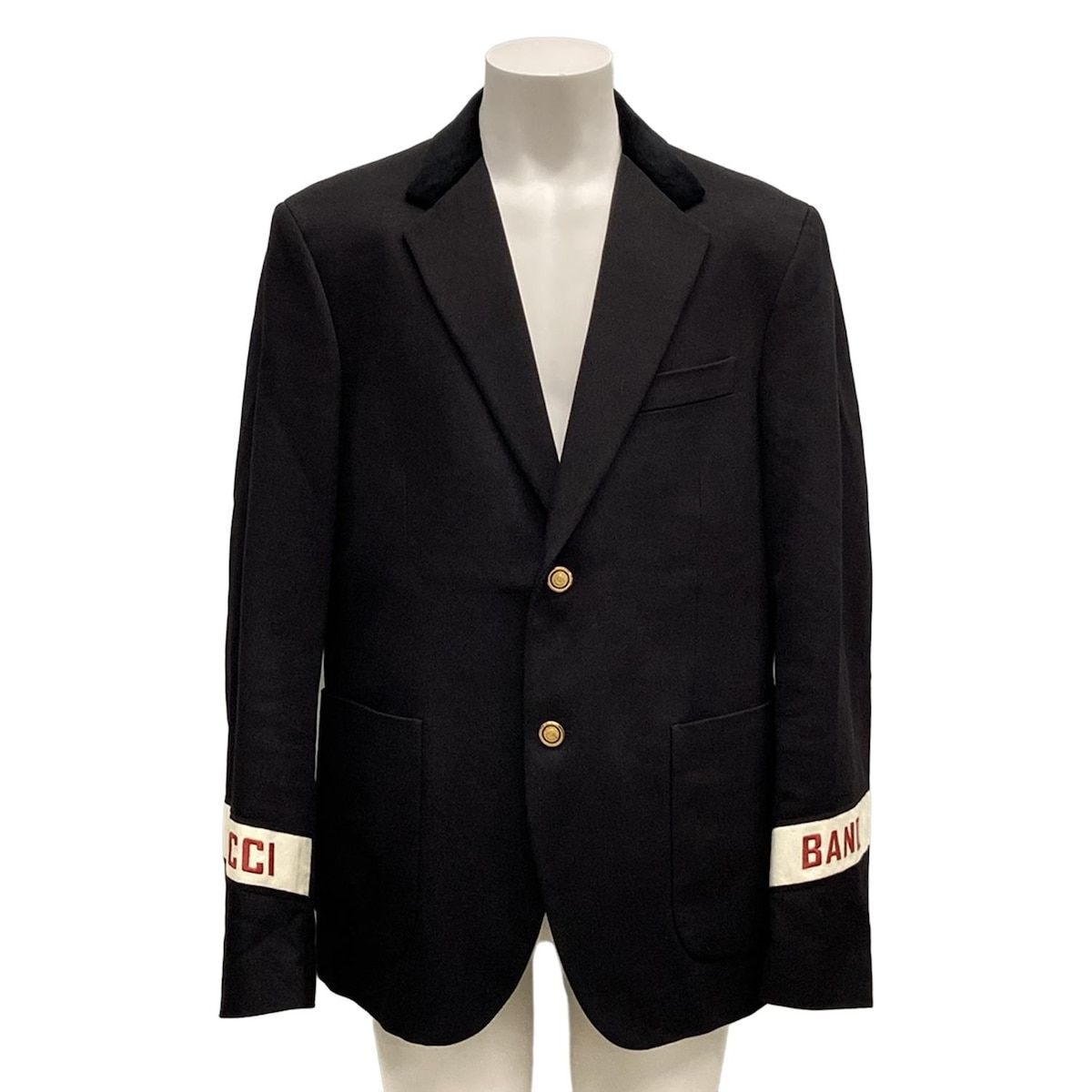 美品◎チャーム付き◎GUCCI グッチ テーラードジャケット ベロア 国内発送☆GUCCI】ラベル付き ロゴ ベルベット ジャケット 黒