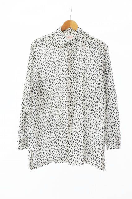 &エルシー花鳥プリント 長袖シャツ 花柄 長袖カットソー ＜つつじに水辺文様/桃＞ | 京友禅アロハ