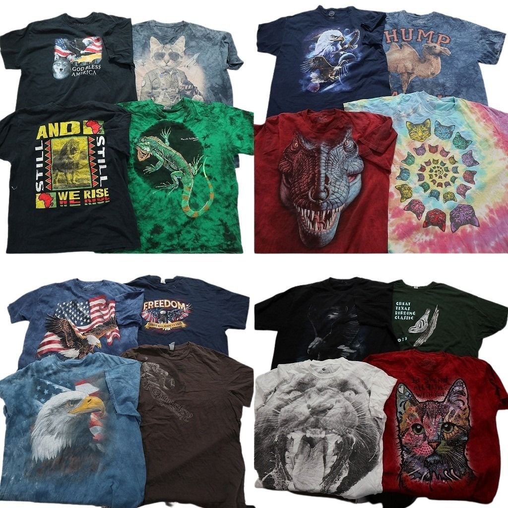 古着卸 まとめ売り アニマル 動物 半袖Tシャツ 16枚セット (メンズ 2XL 