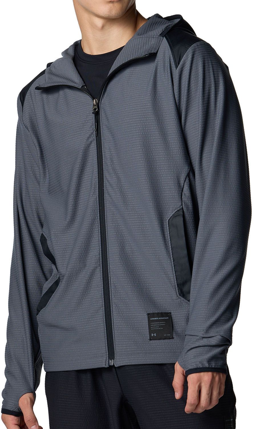 アンダーアーマー UNDER ARMOUR UA MOTIVATE RIB HYBRID HOODIE 6007382 025 CASTLEROCK