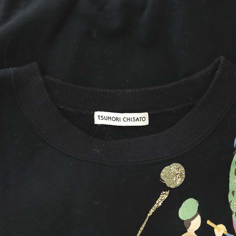 ツモリチサト TSUMORI CHISATO プリント スパンコール スウェット 