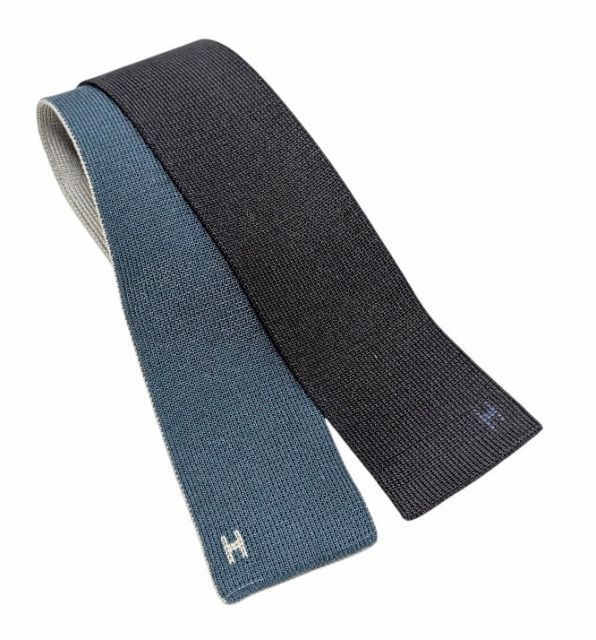 新品同様 エルメス ニットタイ リバーシブル ネクタイ キャトル