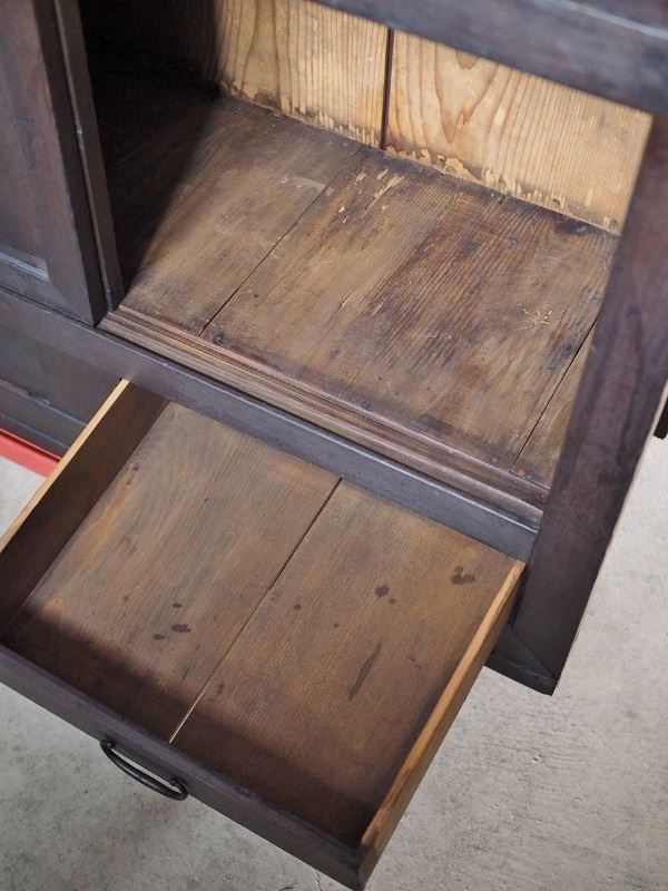 即日配送！ 二段重ねアンティーク水屋箪笥 明治～大正時代 古録展 送料無料 品番S10823 【人気おしゃれ】