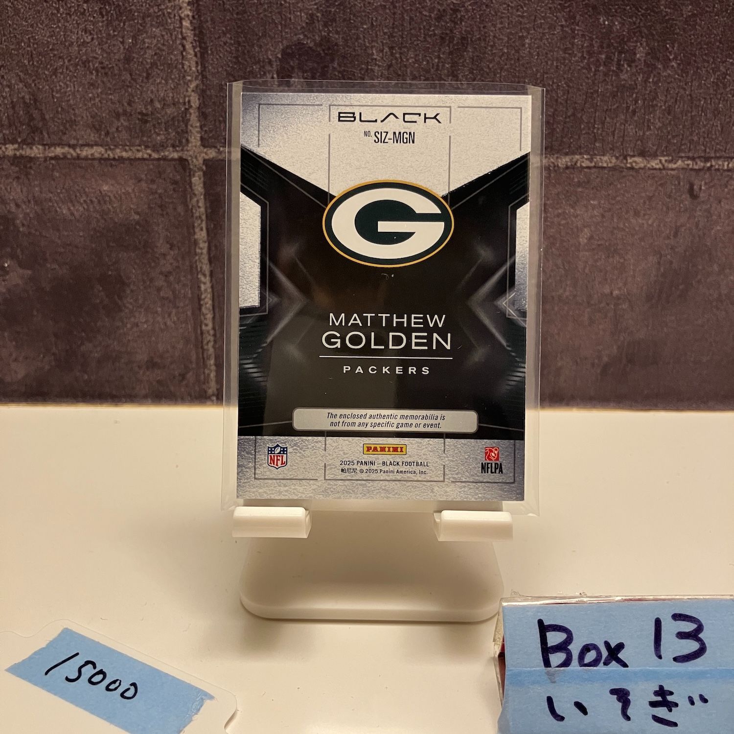 2025 Panini Black Matthew G en 19 50 Green Bay Packers Sizable Memorabilia パッチ RC ルーキー Rookie カード