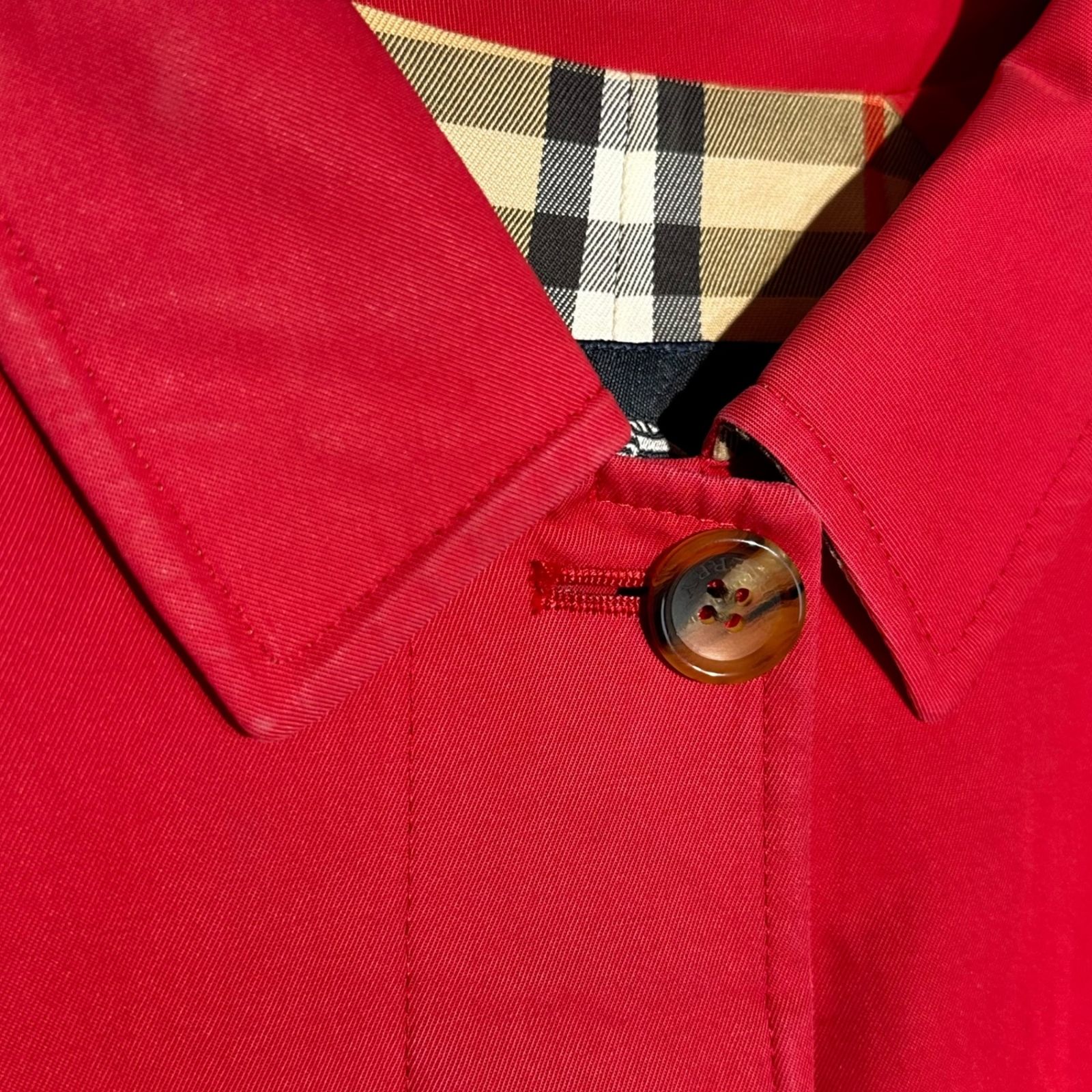 良品 BURBERRY Burberry バーバリー M レッド スプリングコート LONDON