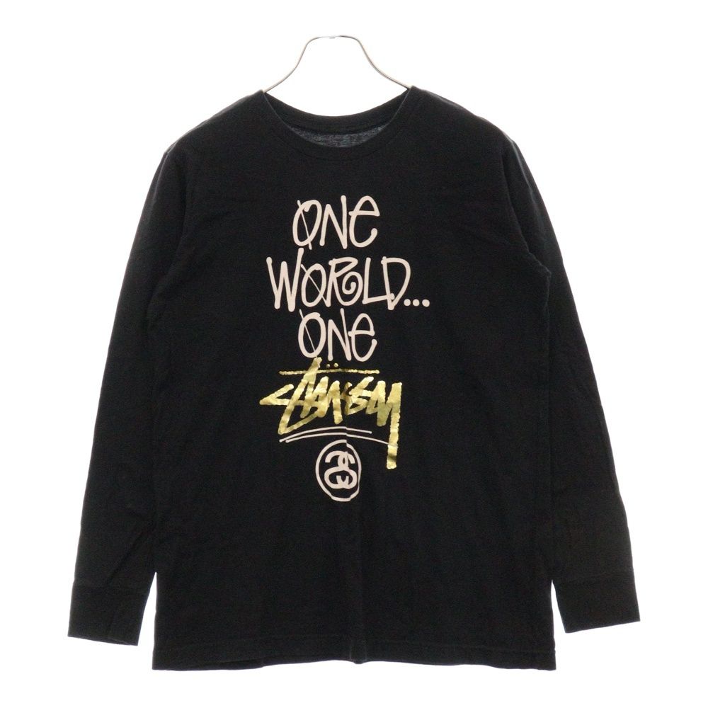 【入手困難】ステューシー✨️One World　ショーンフォント　長袖　ロンT　黒 STUSSY (ステューシー) ONE WORLD ONE ショーンフォントプリント