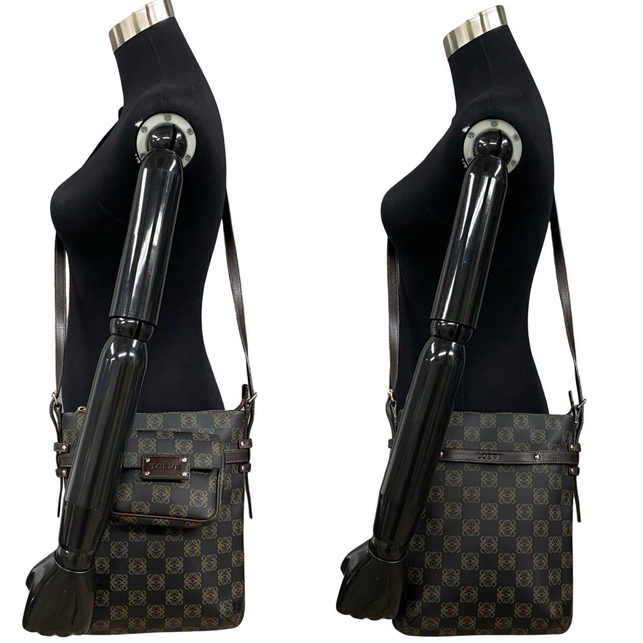 極 美品 希少品 LOEWE ロエベ アナグラム ロゴ 柄 レザー 本革 ワン