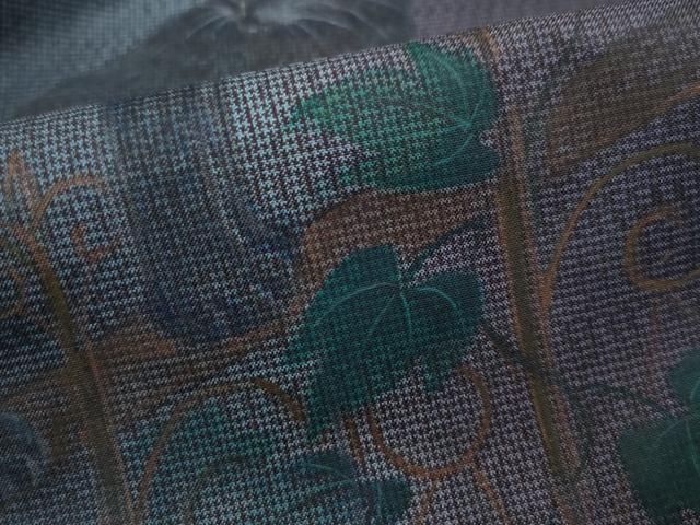 平和屋着物○訪問着 本場縞大島紬 良和特製 希少柄 黒猫 蔦の葉文