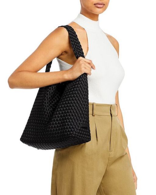 大人上品!【NAGHEDI】Nomad ポーチ付き 手編み ホーボーバッグ Nomad Large Hobo | Onyx
