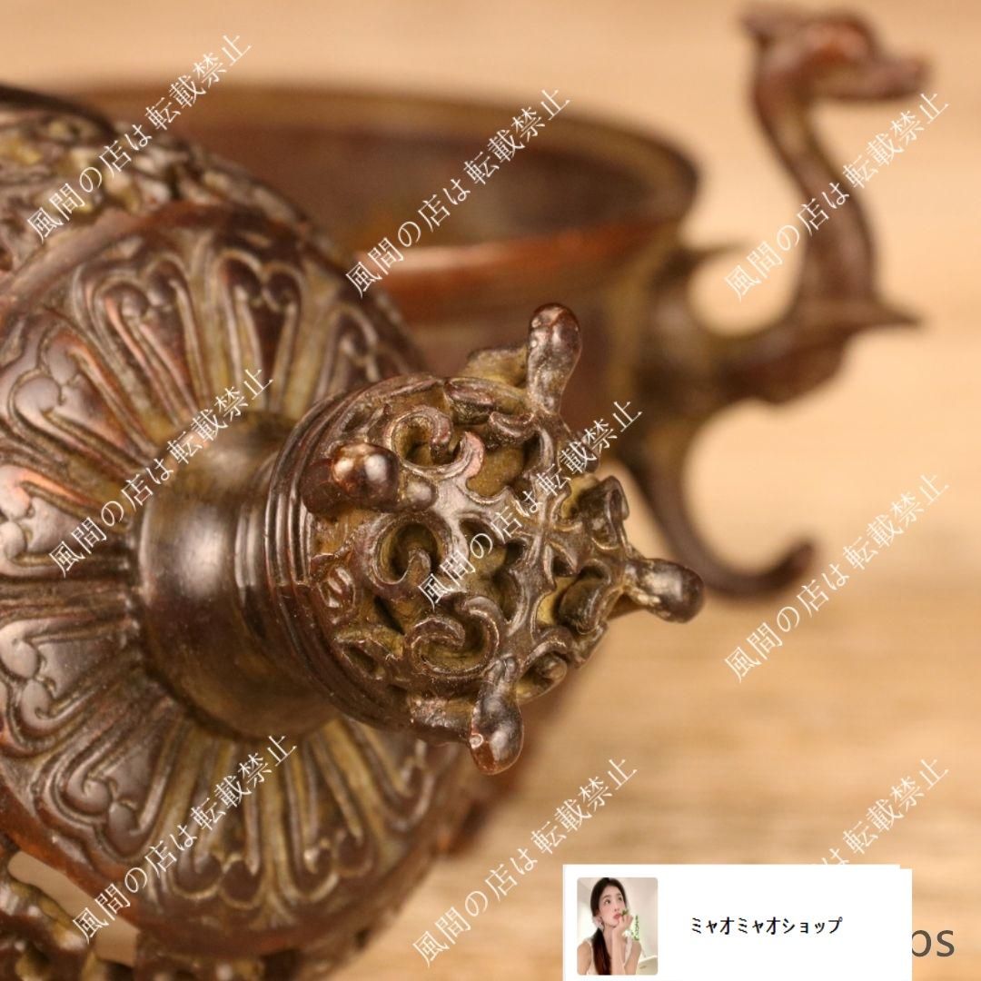 新品未使用】銅器 香炉 海獣両耳薫炉 三足銅炉茶道香炉 装飾品
