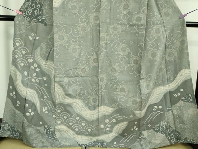 平和屋着物□極上 伝統工芸士 七代目 吉澤与市 赤城紬 訪問着 単衣