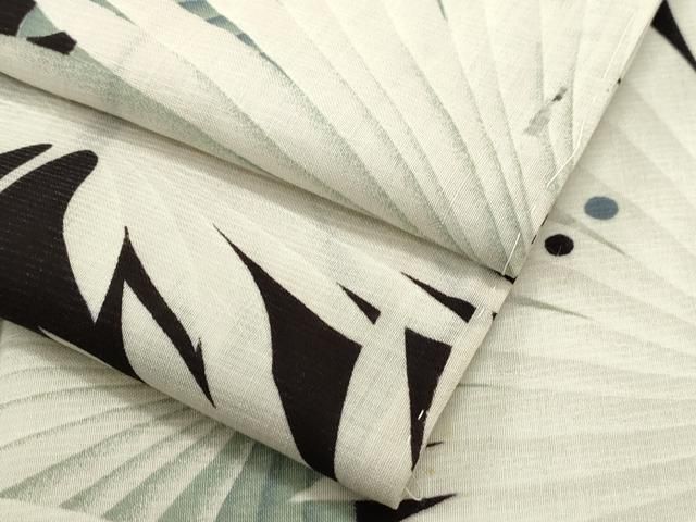 平和屋着物＊夏物 紗 蔦の葉文 黒地 小紋 正絹 逸品 CAAU3346ng