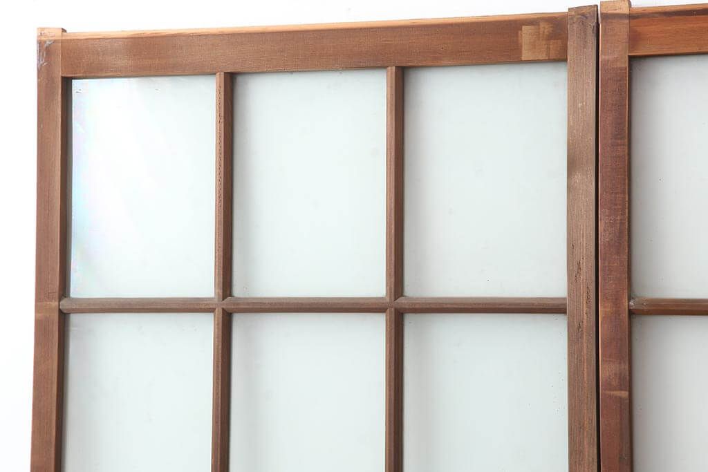 ▽現状販売▽ ガラス戸2枚セット レトロ建具 和レトロ 昭和中期