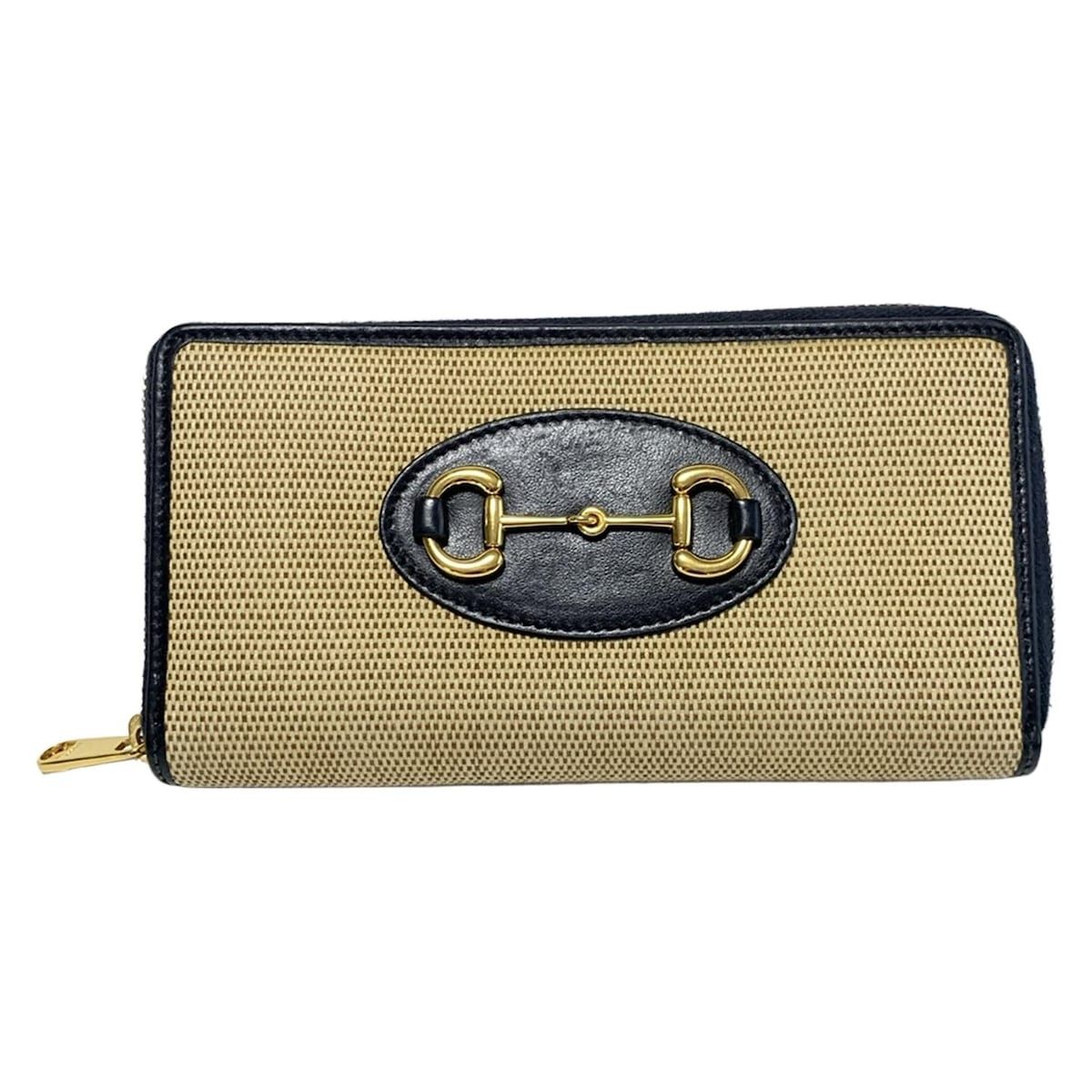 GUCCI グッチ 長財布 ホースビット 1955 621889 ベージュ×ダークネイビー ラウンドファスナー レザー