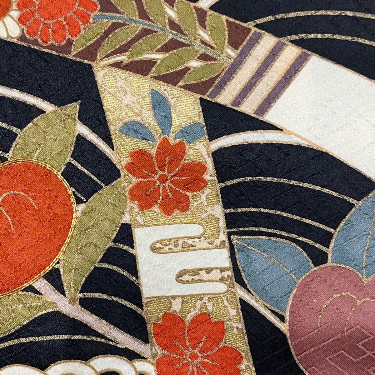 紬 身丈160.5cm 裄丈64.5cm M 袷 縦縞 燕 焦茶色 正絹 名品 【中古  