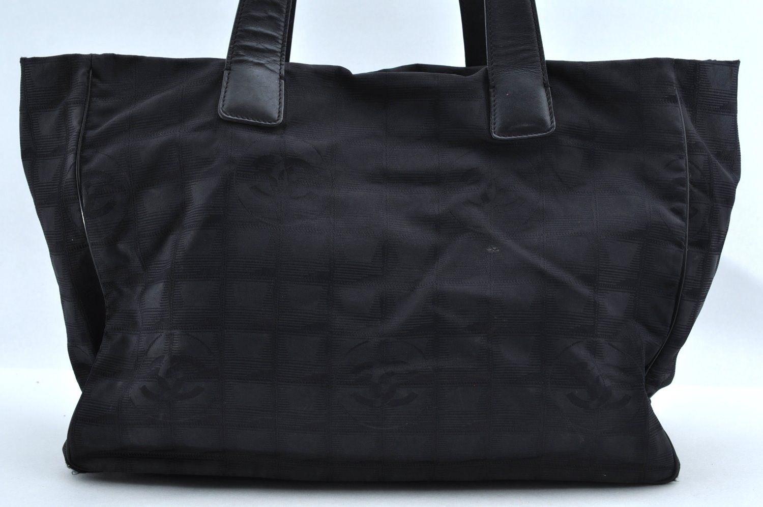 CHANEL シャネル ニュウ トラベル ライン ショルダートートバッグ ナイロン レザー ブラック L2766