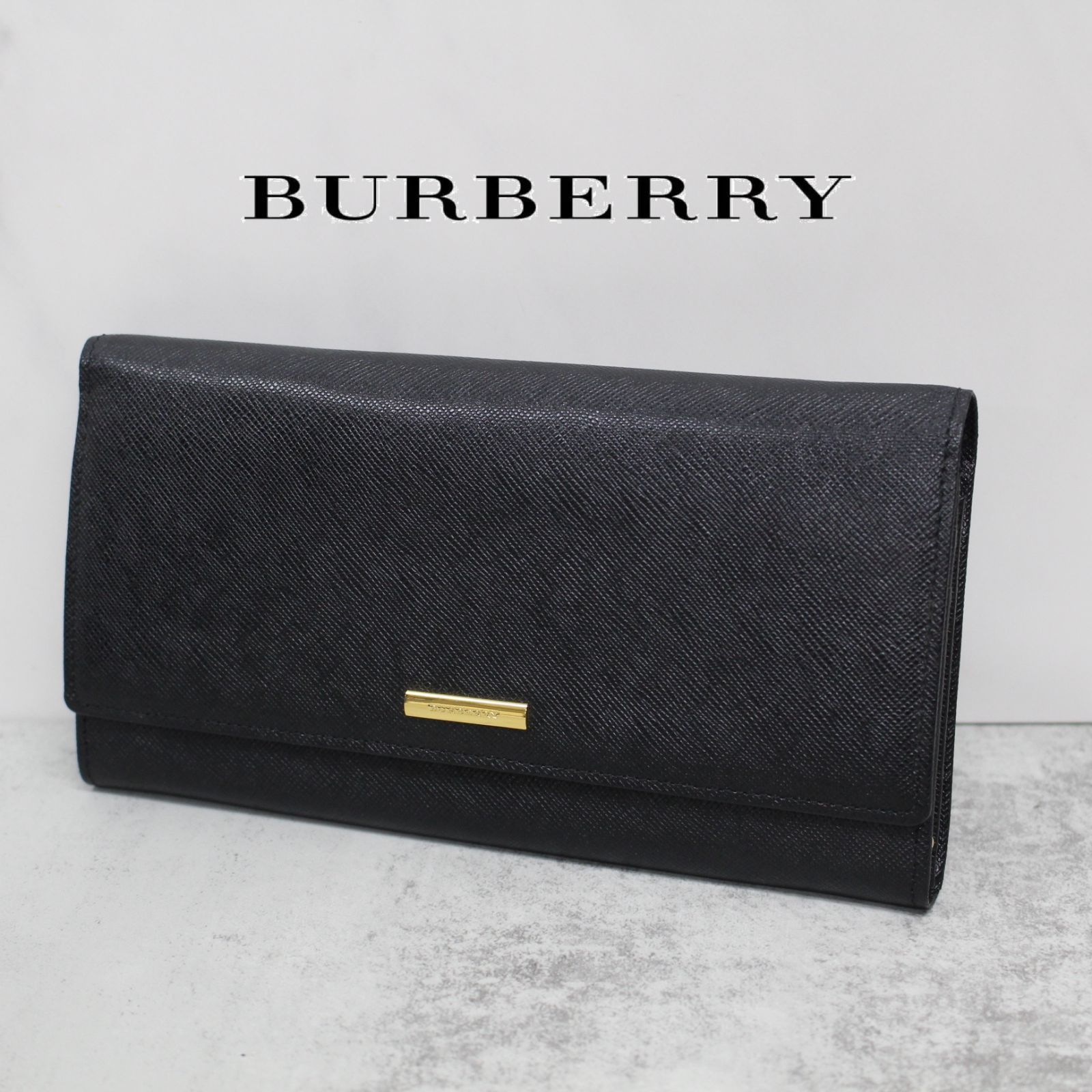 美品】BURBERRY バーバリー 長財布 ノバチェック レザー ブラック 黒-