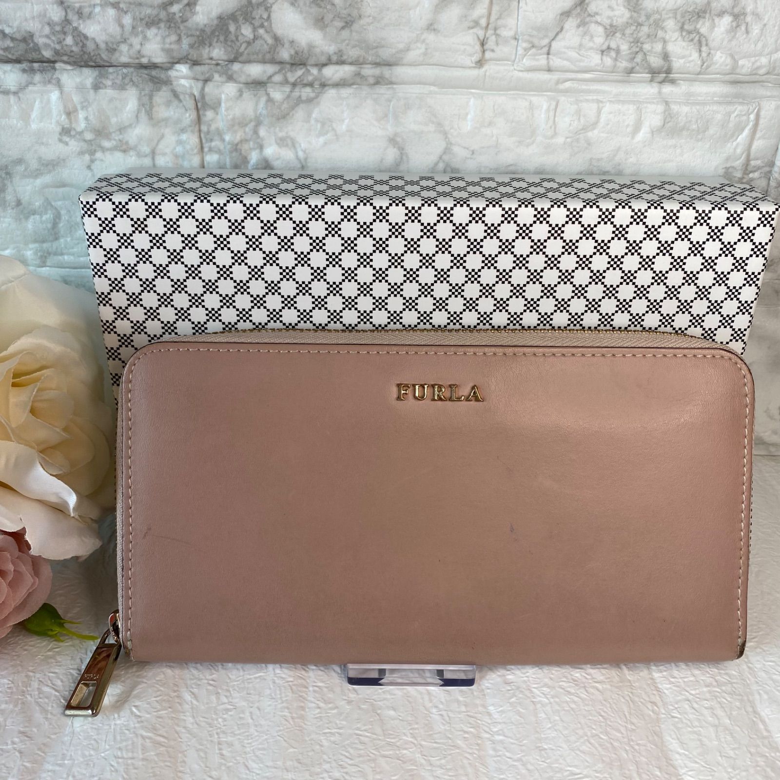 FURLA バビロン ピンク 長財布 ラウンドファスナー フルラ