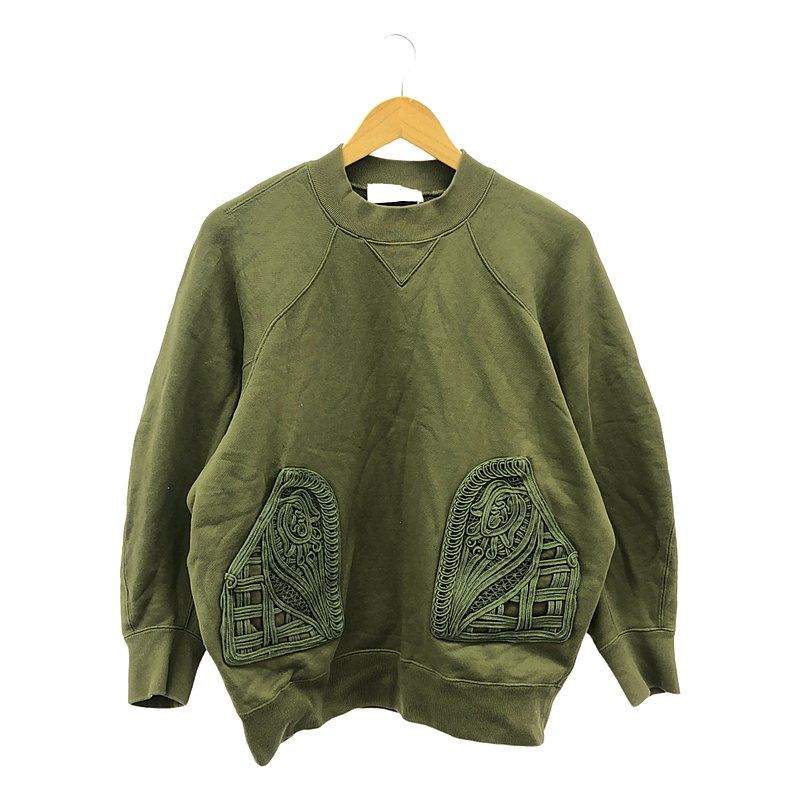Mame Kurogouchi | マメクロゴウチ | 2025SS | Cording Embroidered Oversized Sweatshirt エンブロイダリースウェット | 1 | カーキ | レディース
